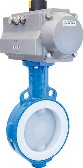 PTFE wafer butterfly valve for corrosive fluids